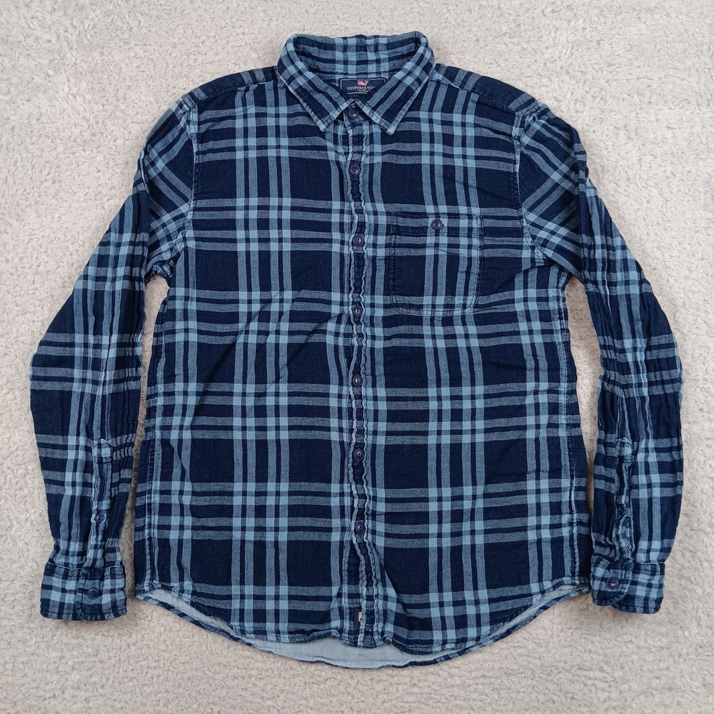 Vineyard Vines Button Down Slim Longshore Shirt Mens Blue Plaid 1W010610
